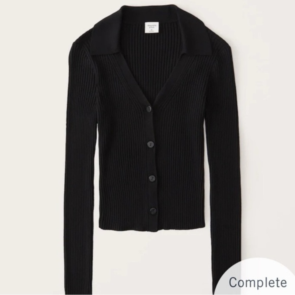 Abercrombie Elevated Knit Button-Through Polo Short Cardigan